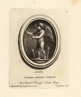 Dart Prints: Cupid, Roman god of love, bending a bow