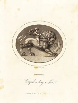 Richard Dagley Prints: Cupid, with whip and bridle, mounted on a lion