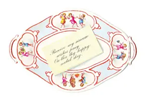 Cupids on a dish-shaped birthday card
