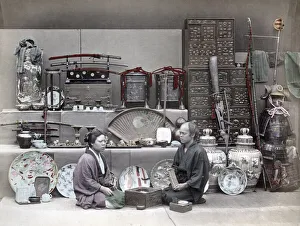 Curio shop, armour, porcelain, Japan, c. 1880 s