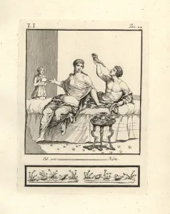 Antiquitiesofherculaneum Gallery: A curious bed scene excavated in Resina