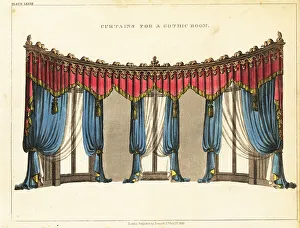 Jones And Co Prints: Curtains for a Gothic room, Regency Era