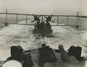Curtiss H12 Large America on a lighter under tow at sea