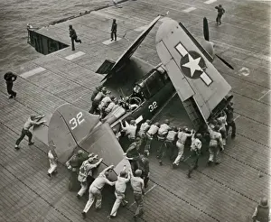 Helldiver Prints: Curtiss Model 84 SB2C-1 Helldiver aboard a US aircraft