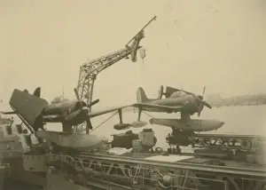 Curtiss Model 96 SC-1 Seahawks aboard a US battleship
