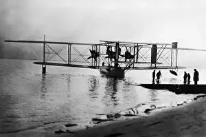 Curtiss Nc-1 Seaplane Parked on Water / Beach