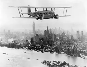 Curtiss Prints: Curtiss-Wright Condor artists impression over New York