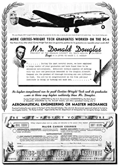 Colleges Prints: Curtiss-Wright Technical Institute. California. 1938 Advert
