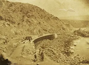 Curved section of railway track under construction