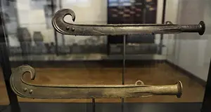 Scandinavia Prints: Curved swords. From Rorby, Zealand. C. 1550 BC. Bronze Age