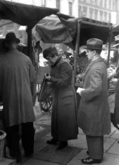 Shoppers Prints: customers buying fruit and veg at market