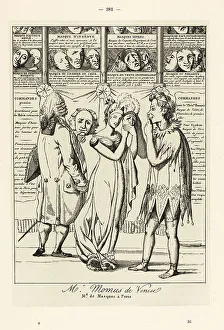 Diversion Prints: Customers trying on masks for a masquerade, 18th century