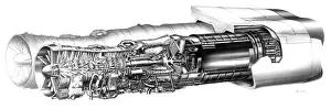 Rolls Prints: Cutaway drawing of the Rolls Royce / Snecma Olympus 593 engine