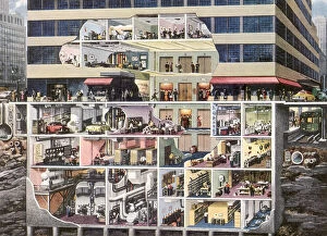 Parking Gallery: Cutaway Office Building Date: 1950