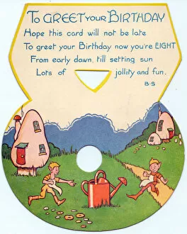 Elves Collection: Cutout birthday card, age 8