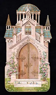 Dimensional Prints: Cutout Christmas card in the shape of a church