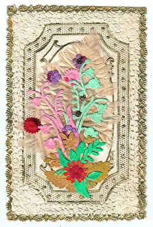Images Dated 14th June 2018: Cutout flowers and leaves on a greetings card