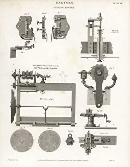 Rees Gallery: Cutting engines, 18th century, including a rose engine lathe
