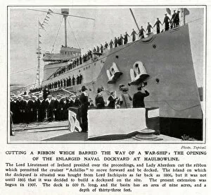 Images Dated 29th August 2019: Cutting a Ribbon which barred the way of a warship
