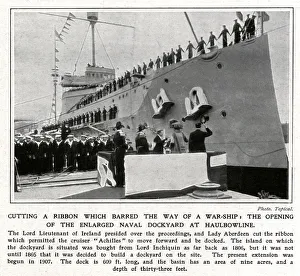 Images Dated 29th August 2019: Cutting a Ribbon which barred the way of a warship
