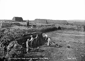 Cutting Gallery: Cutting the Turf in a Co. Derry Peat Bog