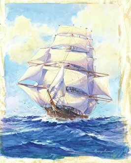 Clipper Collection: Cutty Sark Tall Ship Tea Clipper Watercolour