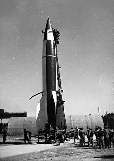 Retaining Prints: At Cuxhaven BAOR scientists prepare a V-2 for launch