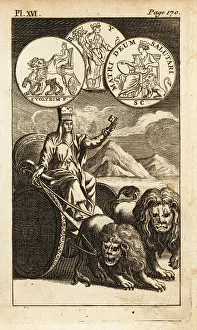 Roman Myth Prints: Cybele or Magna Mater, Roman mother goddess