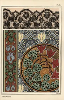 Cyclamen Prints: Cyclamen persicum motif in patterns for lace