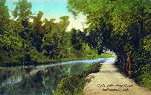 Indiana Prints: Cycle Path along Canal, Indianapolis, Indiana, USA