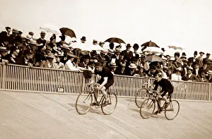 Cycle race at a velodrome, early 1900s