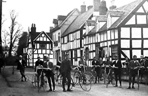 Farthing Prints: Cycling club including penny farthing, Victorian period