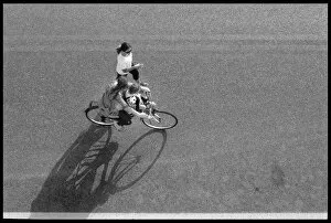 Italy Italian Collection: Cyclist viewed from above, Italy