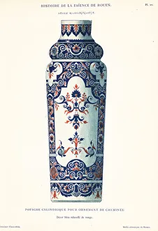Earthenware Prints: Cylindrical vase for a mantelpiece ornament, festoon style, Roue