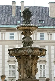 Courtyard Prints: Czech Republic. Prague. Fountain of Kohl by Hieronymus Kohl