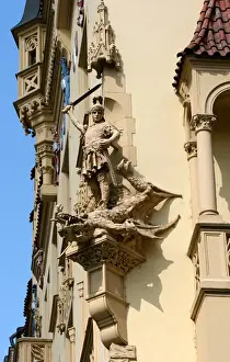 Prague Prints: Czech Republic. Prague. Saint George. Statue. Facade