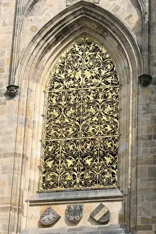 Czech Republic. Prague. St. Vitus Cathedral. Detail tower. W