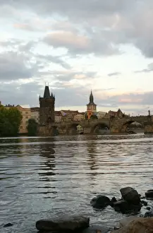 Czech Republic. Prague. View of Charles Bridge and Vltrava r
