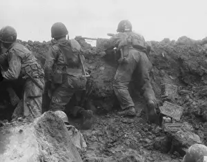 Advance Prints: D-Day - American troops taking cover
