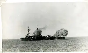D-Day firing off Normandy, France, WW2