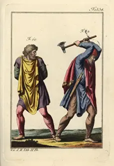 Spalart Prints: Dacian warrior with axe and a German captive