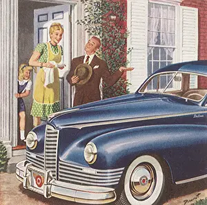 Dad Shows Off New Car Date: 1947