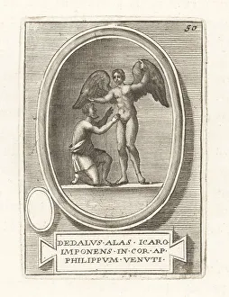 Ridolfino Venuti Prints: Daedalus fixing wings on his son Icarus