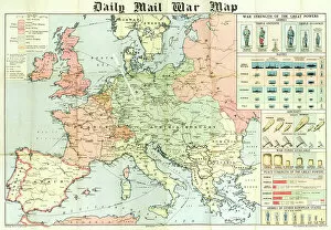 Images Dated 4th August 2015: Daily Mail War Map, WW1