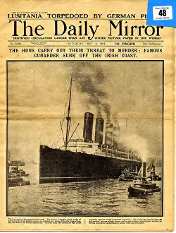 Loss Prints: Daily Mirror - loss of the Lusitania, WW1