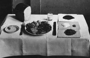 Rations Prints: Daily rations for enemy prisoners of war in England, WW1