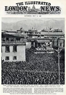 Addressing Gallery: Dalai Lama addressing a huge crowd in Tibet, 1956