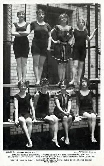 Dalys Girls enjoying themselves at the swimming baths. Standing (left to right)