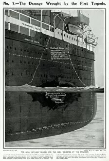 Images Dated 27th April 2012: The Damage on the Lusitania by the first torpedo