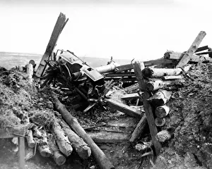 Pozieres Prints: Damaged German guns, Pozieres, France, WW1